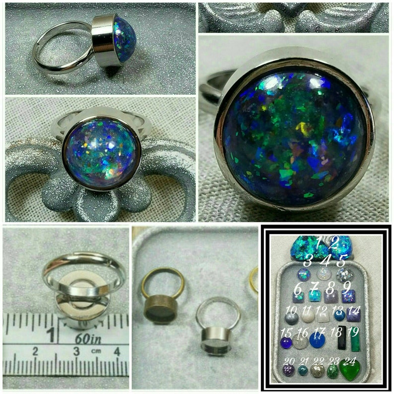 Memorial Ash RingsMemorial RingsAdjustable Iridescent Silver,Gold and Bronze RingsPet Memorial Round Dome Surface
