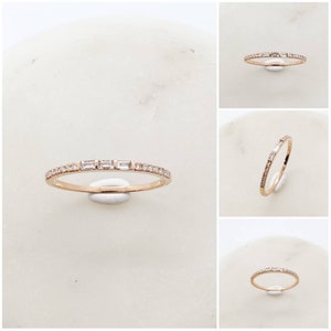 Studiodragonfly19 Memorial Ash Minimalist Gold Baguette CZ or Diamond Ring/Memorial Ash JewelryPet Memorial Jewelry/Cremation Ring