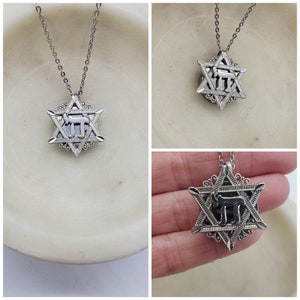 Memorial Ash Stainless Steel Cremation Star of David Chai  Urn Necklace/Cremation Pendant/Cremation Necklace