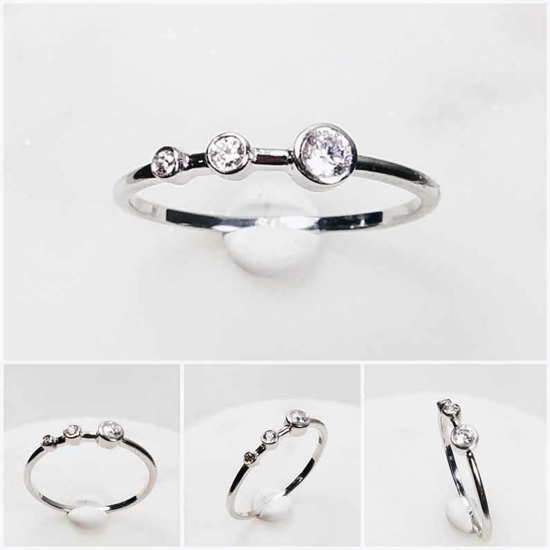Studiodragonfly19 Cremation Memorial Ash Trio Minimalist CZ Bezel RingMemorial Ash Pet Jewelry