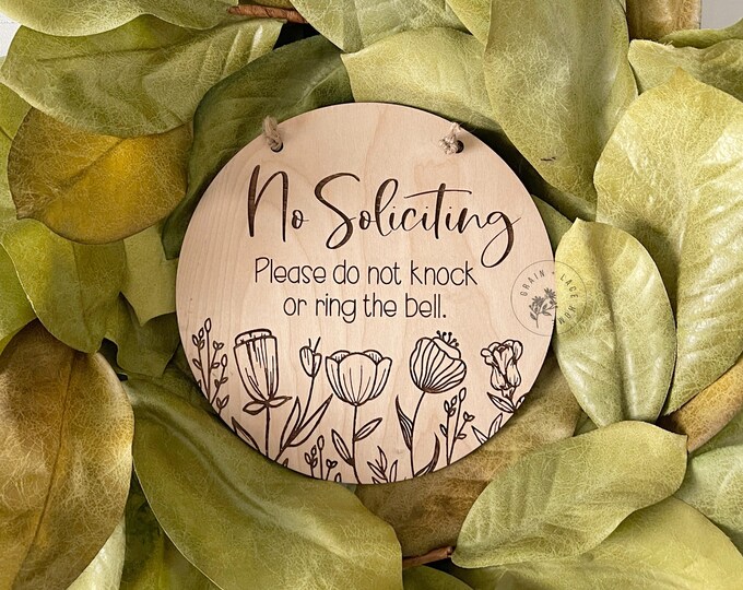 No Soliciting Door Hanger No Soliciting Sign No Soliciting Wreath Sign