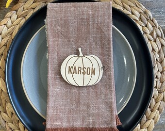 Thanksgiving Place Card | Personalized Place Card | Pumpkin Place Card | Dinner Place Card | Wooden Place Card | Custom Pumpkin Place Card