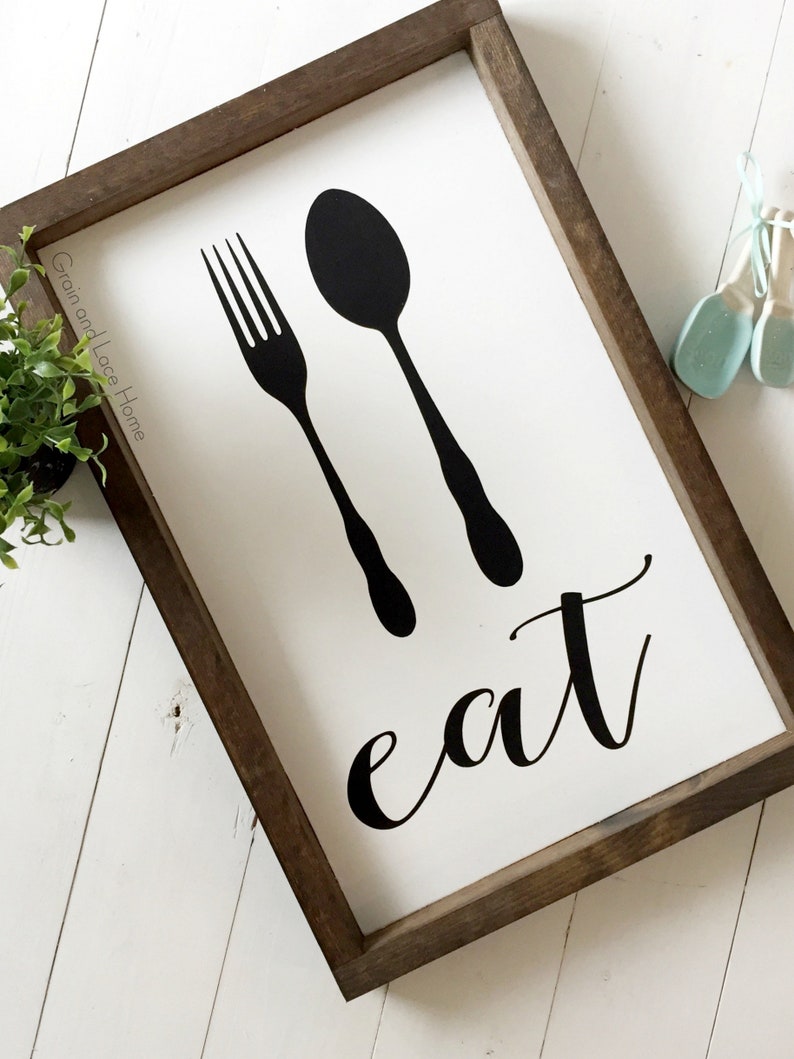 Eat Sign Eat Utensil Sign Farmhouse Kitchen Decor Kitchen Etsy