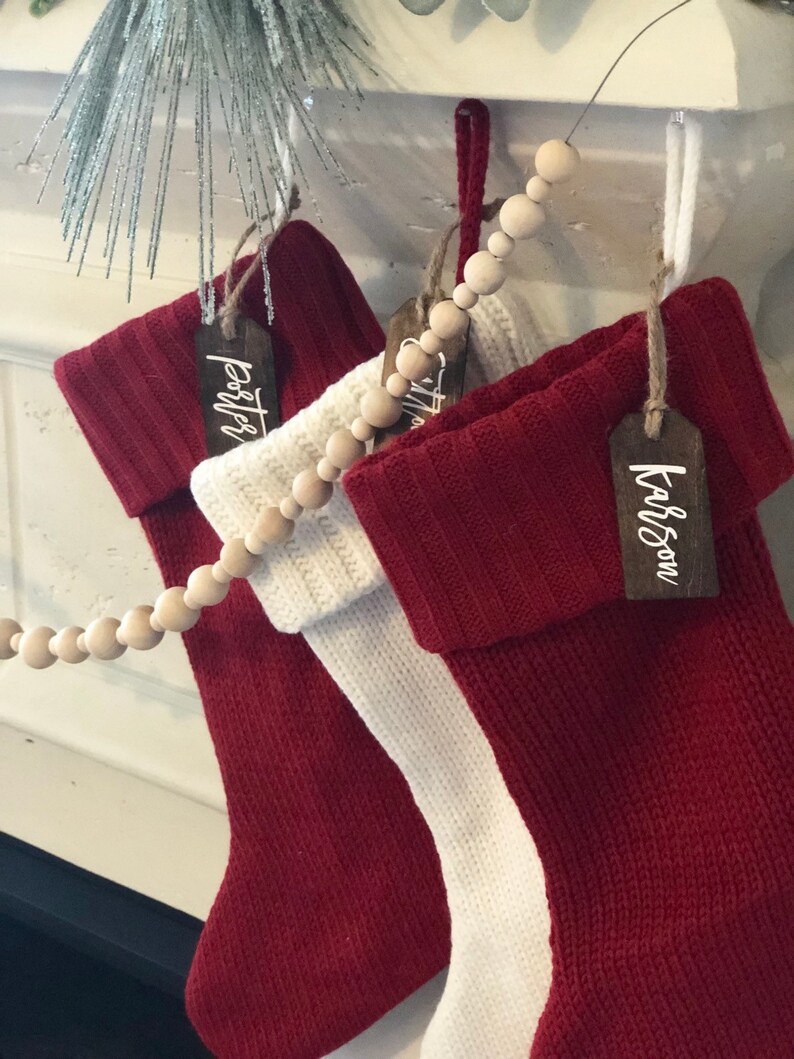 Christmas Wood Tag Holiday Sign | Wood Tag Personalized Stocking Tag Stocking Name Tag Stocking Tag Personalized Gift Tag