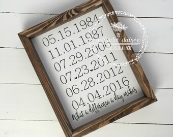 What a Difference A Day Makes Important Dates Sign Family Dates to Remember Special Dates Sign Grandchildren Birthdates Keepsake Anniversary