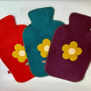 Funky Flower Wool Hot Water Bottle Cover, with/ without Large Hot Water Bottle