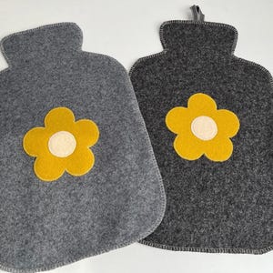 Funky Flower Hot Water Bottle Cover In Pure Melton Wool, with or without Large Hot Water Bottle