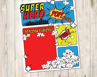 SuperHero Popcorn Sign, SuperHero Sign, Super Hero Popcorn Sign, Popcorn Sign, Super Hero Party Sign, Super Hero Party, SuperHero Party