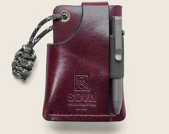Hillside Hiker EDC Wallet with Pen Holder – Personalized Full Grain Leather Card Wallet