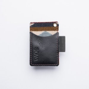 Venta de muestra - Cartera Woodland en cartera de cuero EDC de bolsillo frontal negro