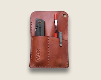 Notetaker EDC Leather Caddy, Everyday Carry Wallet Slip, Field Notes Cover