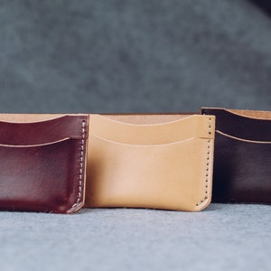 Slim Leather Card Wallet. Double Sleeve Card Wallet. Handmade personalized gift for your Husband, Wife, Boyfriend, Father, Groomsman.
