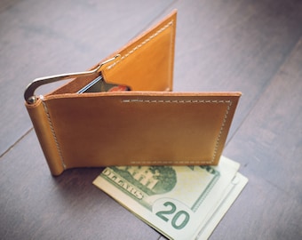 Custom Leather Money Clip Wallet: Handmade Full Grain Card Holder