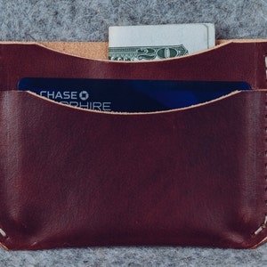 Slim Leather Wallet. Double Sleeve Card Wallet. Handmade personalized gift