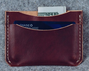 Slim Leather Wallet. Double Sleeve Card Wallet. Handmade personalized gift