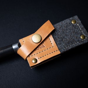 Ready to Ship - 1.25&quot; x 3.5&quot; Leather Knife Cover in Black. Sample Sale - Saya Knife Cover, Handmade Knife Sheath, Leather Sheath
