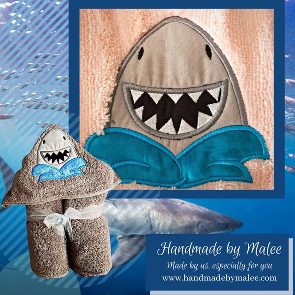 Shark Hooded Towel, Hooded Bath Towel, Hooded Kid's Towel, Beach Towel for Kids, Kid’s Hooded Pool Towel