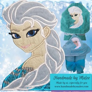 Elsa Hooded Towel: Embroidered Cotton Kid&#39;s Bath Towel