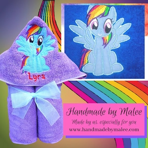 Rainbow Pony,  Hooded Bath Towel, Hooded Kid&#39;s Towel, Beach Towel for Kids, Kid’s Hooded Pool Towel