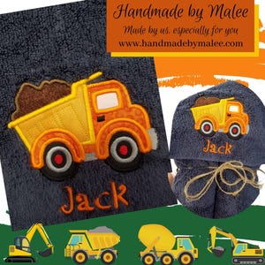 Dump Truck Hooded Towel, Hooded Bath Towel, Hooded Kid&#39;s Towel, Beach Towel for Kids, Kid’s Hooded Pool Towel