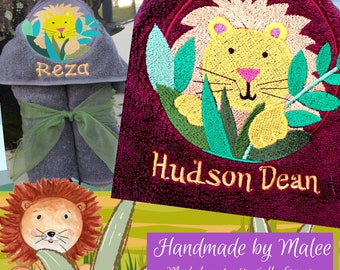 Safari Lion,  Hooded Bath Towel, Hooded Kid's Towel, Beach Towel for Kids, Kid’s Hooded Pool Towel