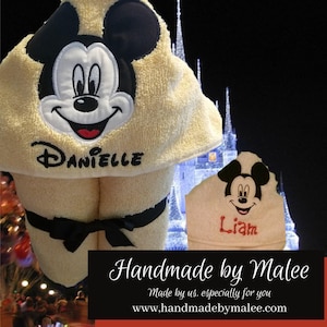 Embroidered Mickey Mouse Hooded Towel: 100% Cotton Kid&#39;s Bath Towel