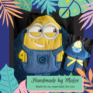 Minion Hooded Towel, Hooded Bath Towel, Hooded Kid&#39;s Towel, Beach Towel for Kids, Kid’s Hooded Pool Towel
