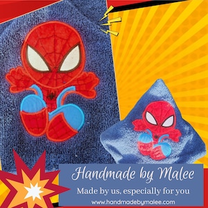 Spidey Hooded Towel, Hooded Bath Towel, Hooded Kid&#39;s Towel, Beach Towel for Kids, Kid’s Hooded Pool Towels