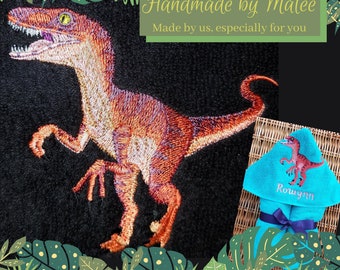 Velociraptor Hooded Towel, Hooded Bath Towel, Hooded Kid's Towel, Beach Towel for Kids, Kid’s Hooded Pool Towel