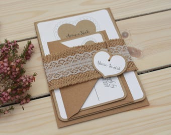rustic wedding invitation etsy
