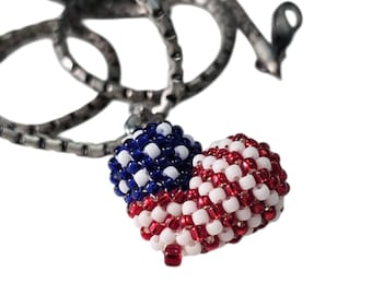 Red, White & Bead Pendant