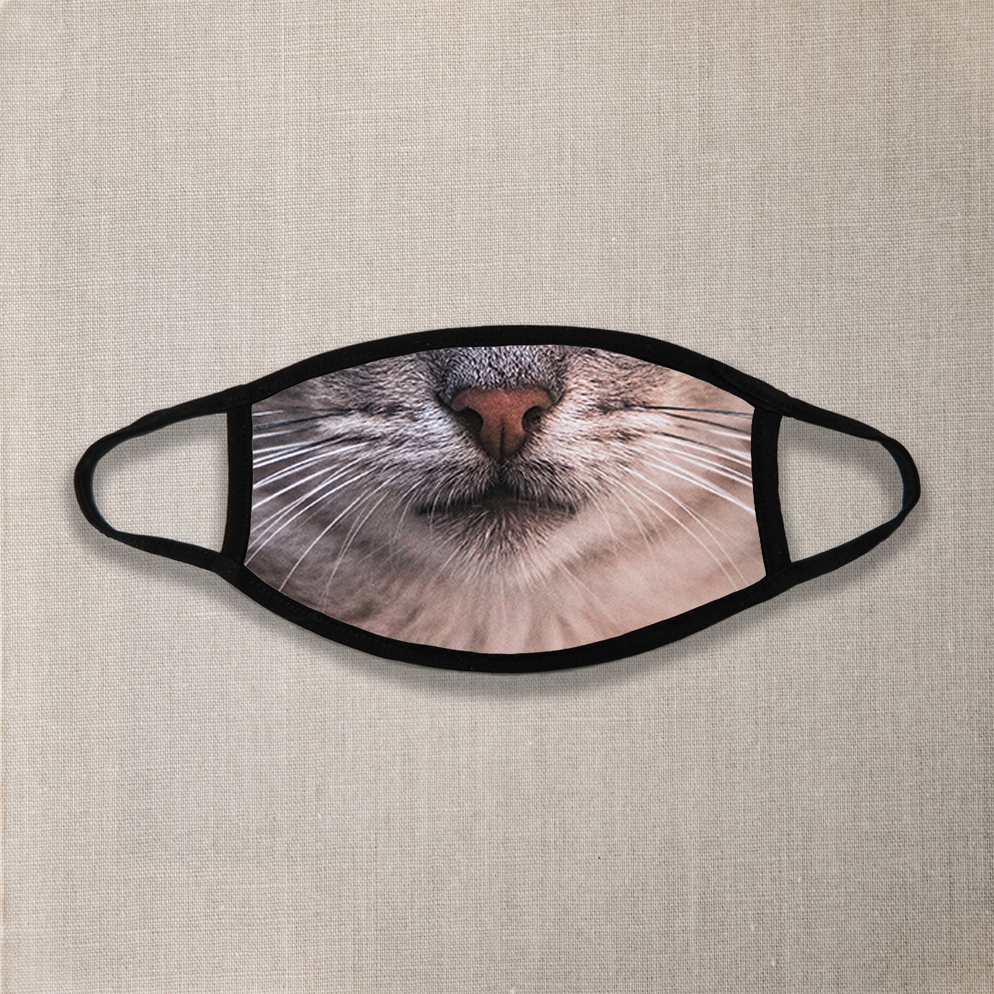 Gray Cat Face Mask/Reusable product/Adult face mask/Elastic Etsy