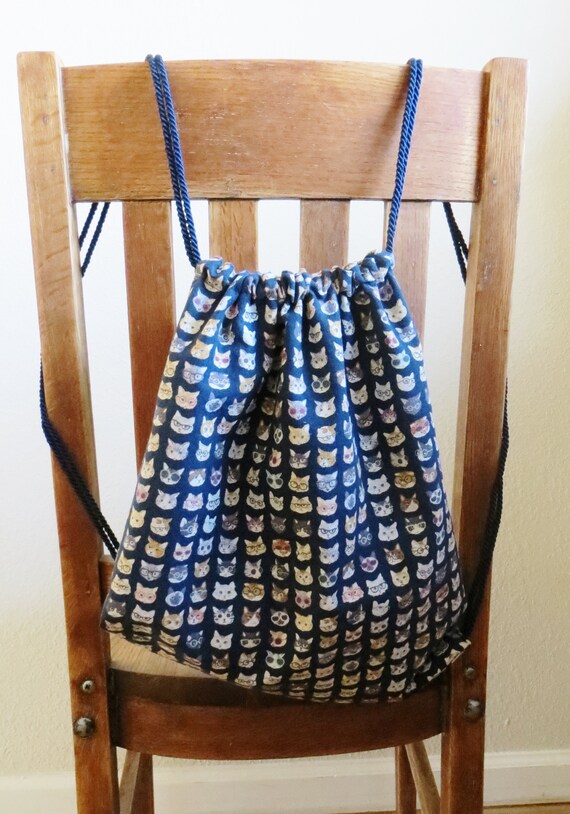Cat Backpack Cute Kitties On A Dark Blue Background Japanese Etsy