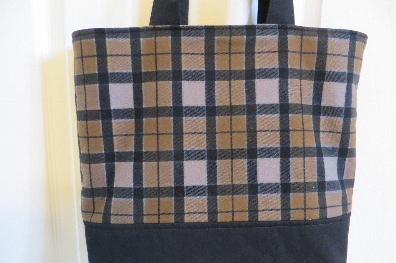 Outlander tote bag Outlander plaid flannel and black canvas Etsy