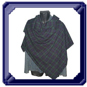 Plaid tartan scarf or shawl, Poly viscose wool free, Choose your size, Sainte-Adèle Canada