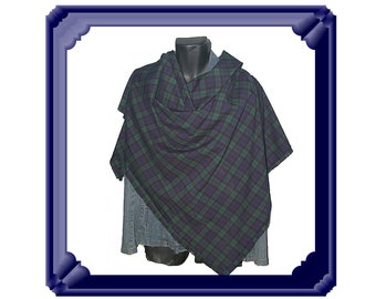 Plaid tartan scarf or shawl, Poly viscose wool free, Choose your size, Sainte-Adèle Canada