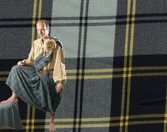 Great kilt or medieval pleated kilt or plaid tartan fabric, Ancient highlander costume, Garment formal wear assembly, Old Period clothing