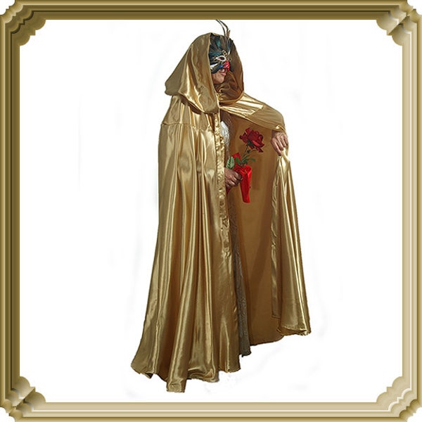 Long hooded cloak sleeveless, Satin fabric, Inspired costumes from Phantom of the Opera, Great for Halloween festivals proms formal wear