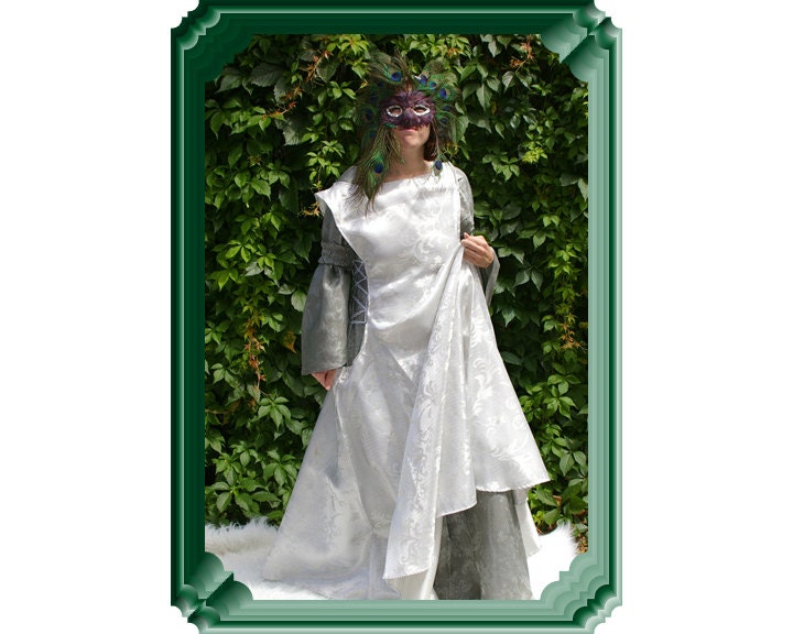 celtic style bridesmaid dresses HEDERA, a Celtic Goddess Wedding Dress in Silk with a Belt  Larimeloom