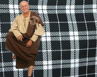 Medieval men great and pleated kilt, Fabric plaid tartan, Ancient highlander costume, Garment assembly Old Period handmade clothing, Canada