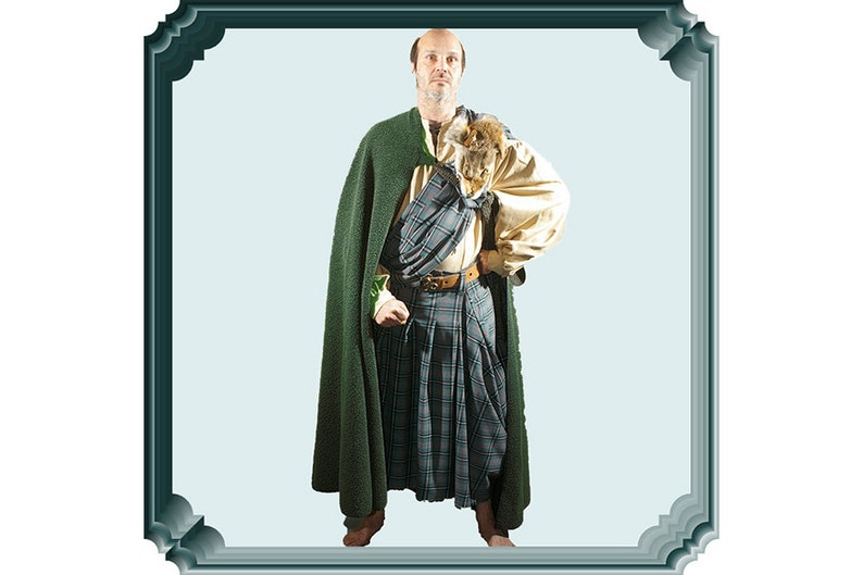 Medieval great kilt or imitation sheepskin cloak, Ancient highlander costume