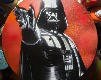 Darth Vader Star Wars Spray Paint Stencil on 12" Vinyl Record