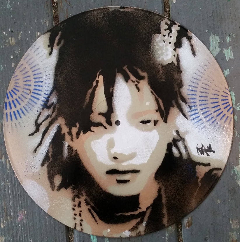 Willow Smith Spray Paint Stencil on Repurposed Vinyl Record Etsy