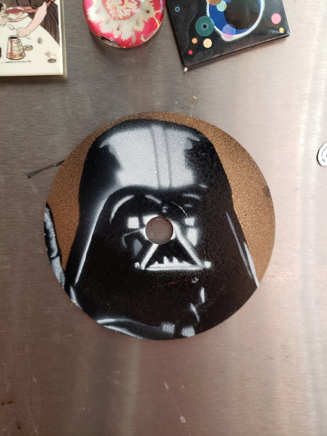 Star Wars Darth Vader Spray Paint Stencil Recycled CD Fridge Etsy