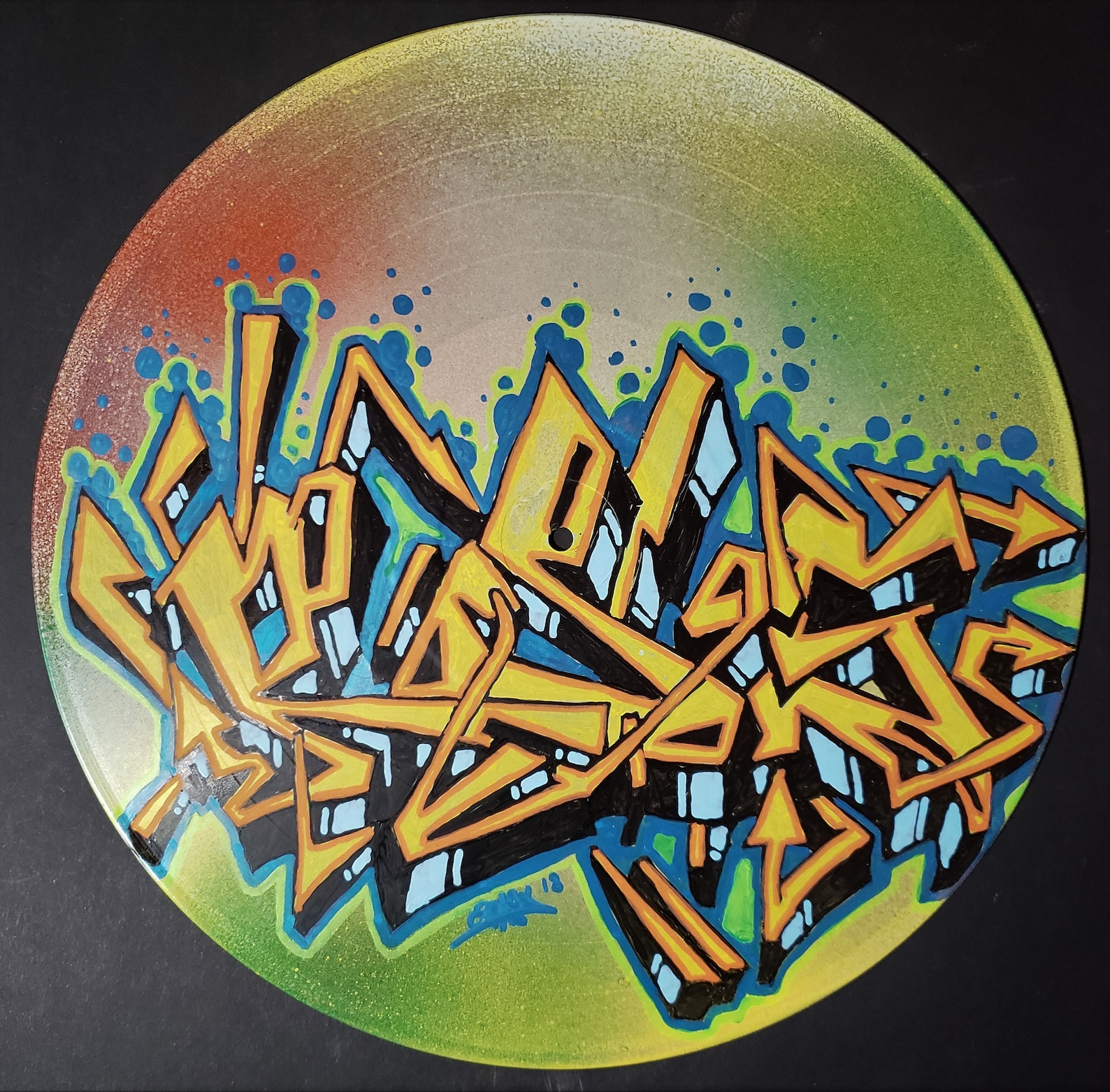 Graffiti Acrylic Paint Pen Wildstyle Freehand on 12 Spray Painted Repurposed Vinyl Record Etsy