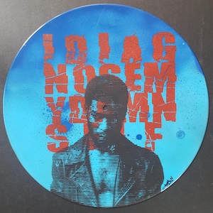 Kid Cudi Silkscreen Screenprint On Spray Painted Repurposed Vinyl Record
