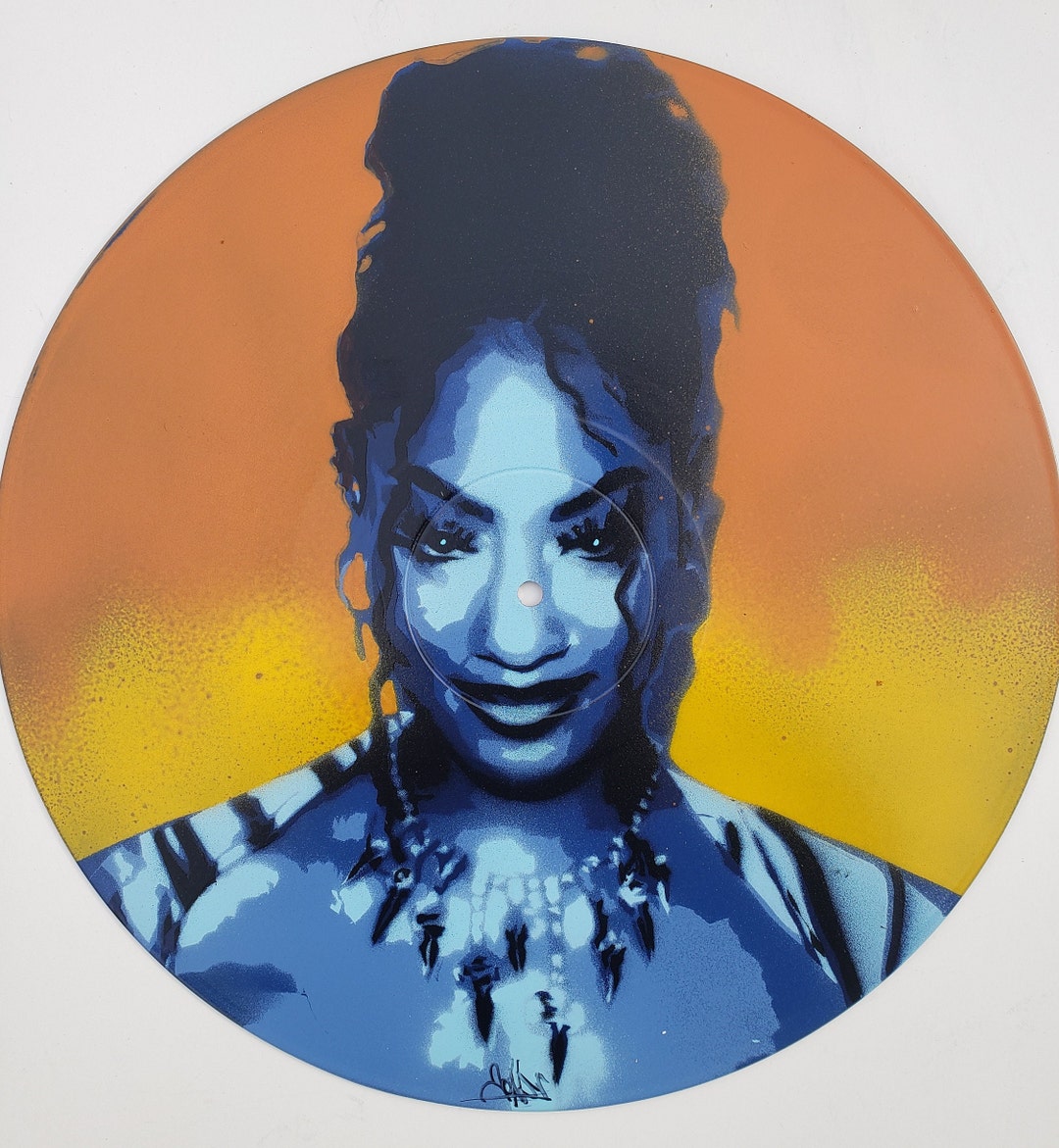 Tems Spray Paint Stencil on 12 Vinyl Record Etsy