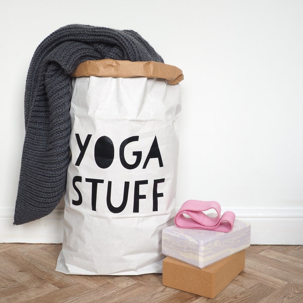 YOGA STUFF - Bolsa de almacenamiento de papel blanco fuerte, bolsa de juguete de saco 55x85cm / 50x76cm