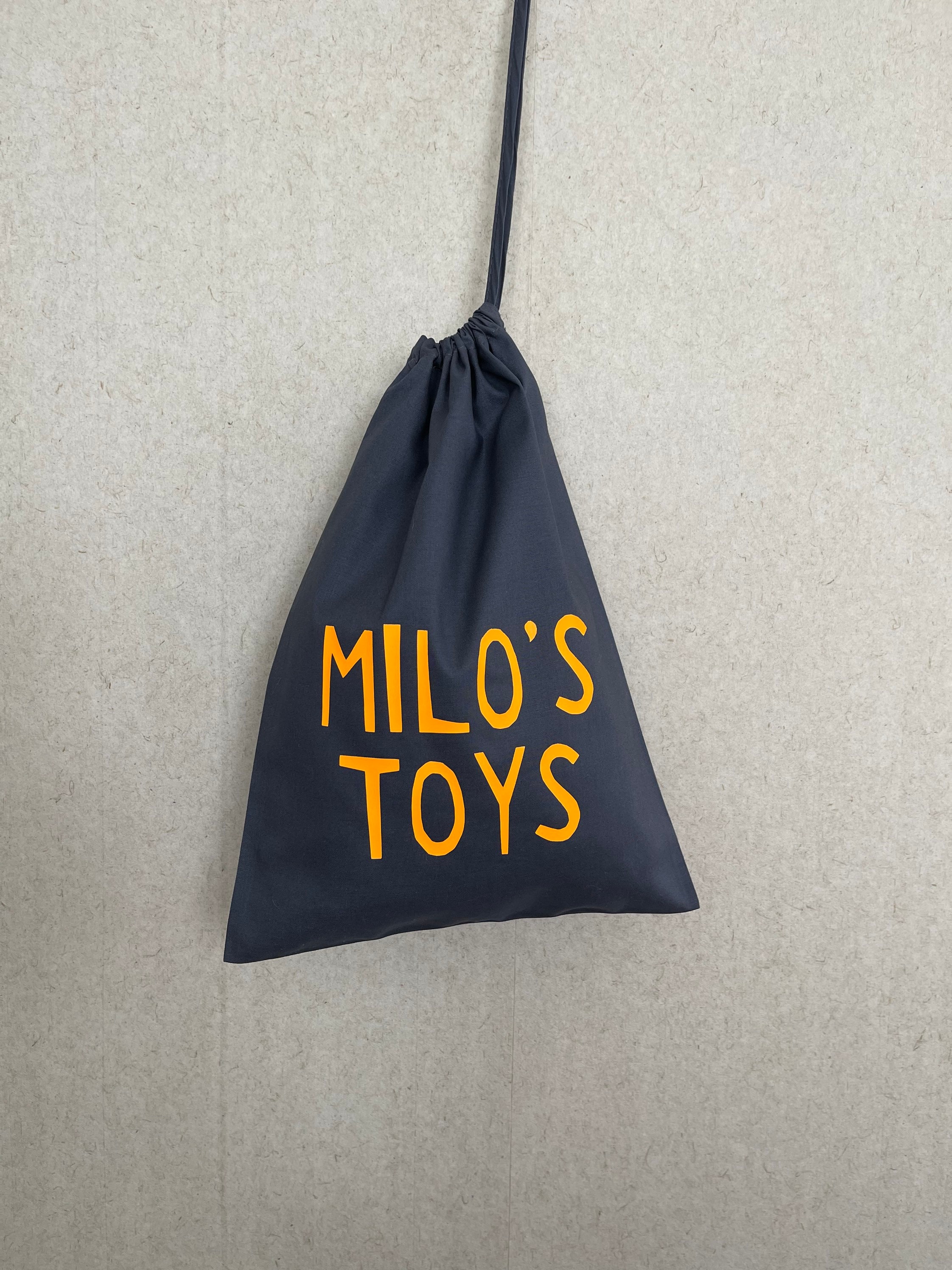 Personalised TOYS Cotton Kids Toy Storage Bag in Dark Grey Etsy