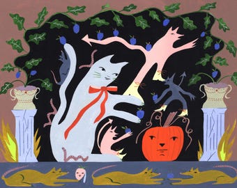 The Harvest - Original Gouache Painting by Estée Preda